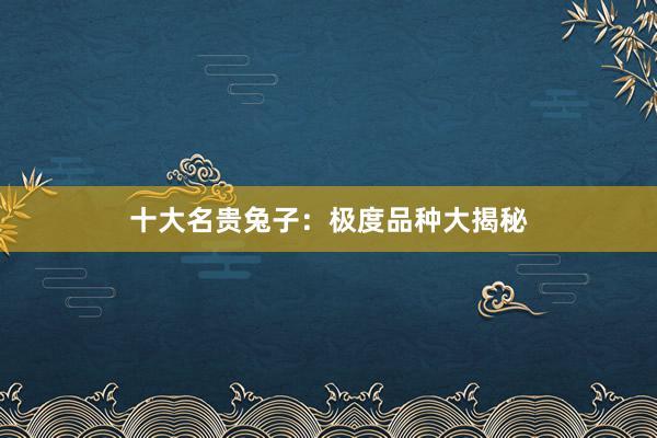 十大名贵兔子:极度品种大揭秘